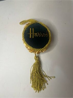 Harrods Velvet Tassel Christmas Ornament in Green and Gold